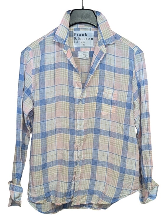 Frank & Eileen Tops - Frank & Eileen "Eileen" Long Sleeve Pastel Linen Relaxed Button Shirt Size Small